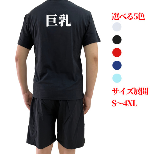 三度の飯より巨乳が好き (デザイン書道）】 漢字Tシャツ